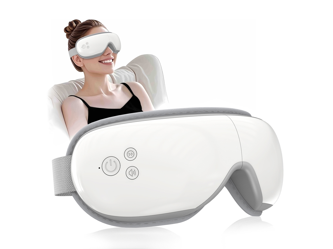 Massageador Ocular com Compressão Térmica, Vibração e Bluetooth, Recarregável para Relaxar em Casa Ou Viagem STELASPLEN