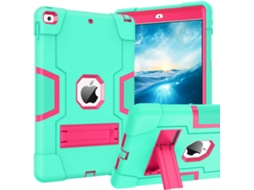 Capa Para Ipad 9ª Geração 10.2 2021, Ipad 8ª/7ª Geração Capa Ipad 10.2 2020/2019 Com Suporte Reforçado 3 Em 1 Alta Proteção Total Antichoque Verde/ros