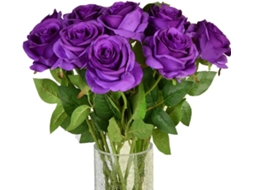 Pacote com 10 Rosas Artificiais Realistas, Flores de Seda de Caule Longo para Casa AQUAFORGE