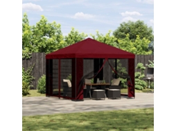 Vidaxl Gazebo De Jardim Com Laterais 3 X 3 M Borgonha Poliéster E Aço