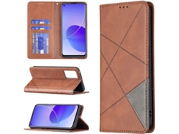 Capa Fólio Protetora Rhombic Trava Wallet para Oppo Reno6 5G HONGWE. Pele Sintética Magnética