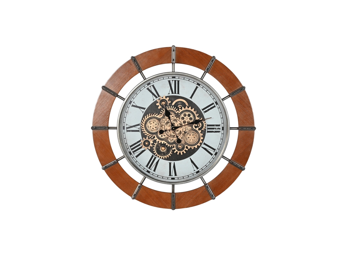Relógio de Parede em Madeira de Pinho Natural com Detalhes em Metal, 86x9,5x86cm ALEXANDRA HOUSE LIVING