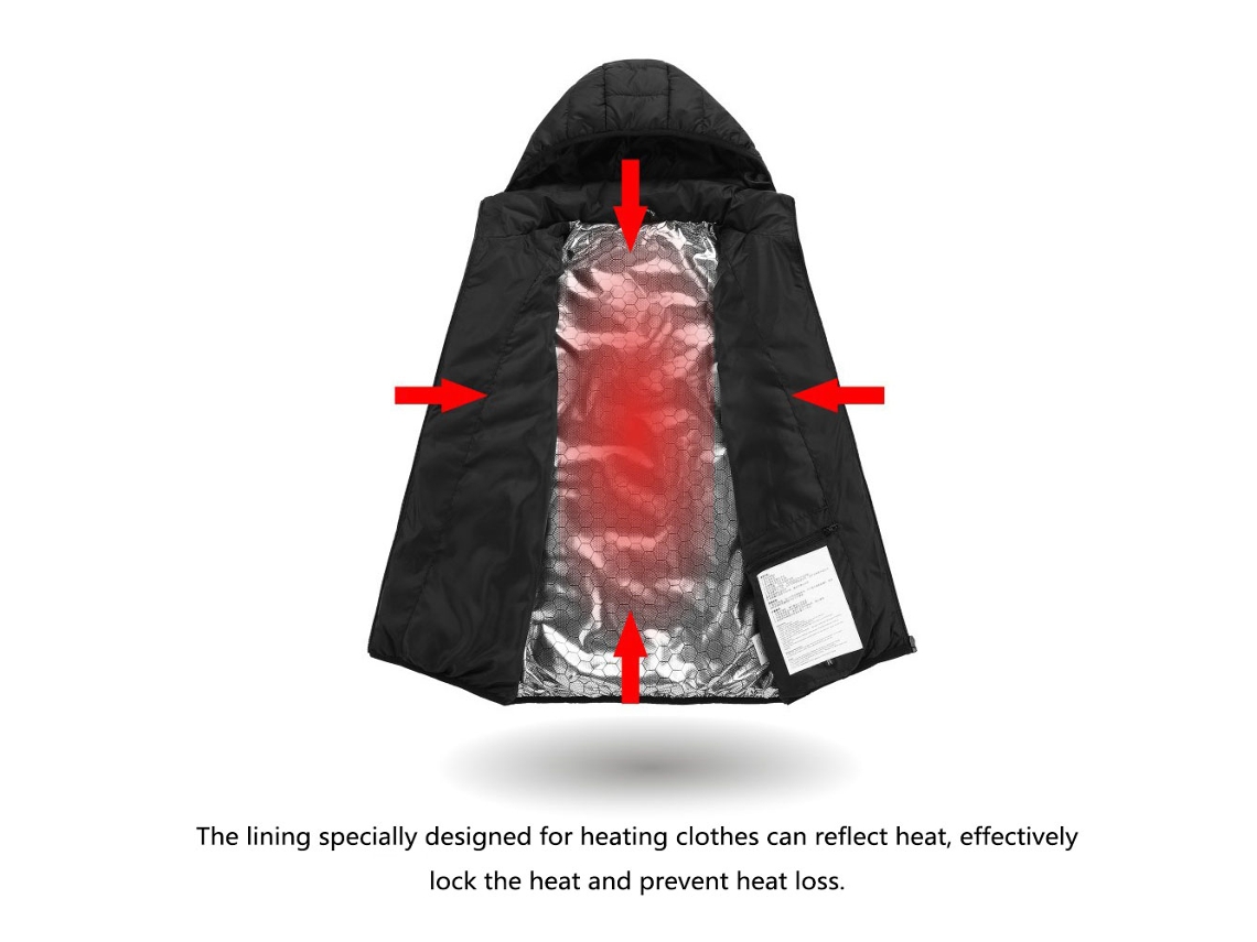 Chaqueta Eléctrica Quente Unissex Com Capuz Usb 3 Níveis De Aquecimento Leve Inverno Trekking Ski