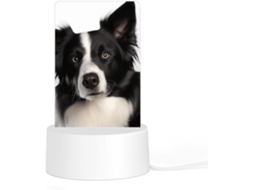 Luminária noturna de acrílico com base, em formato de Border Collie, com LED, ideal para computador, quarto ou banheiro.