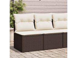Vidaxl 2 Pcs Conj. Sofás Jardim C/ Almofadões Vime Pe/acácia Castanho