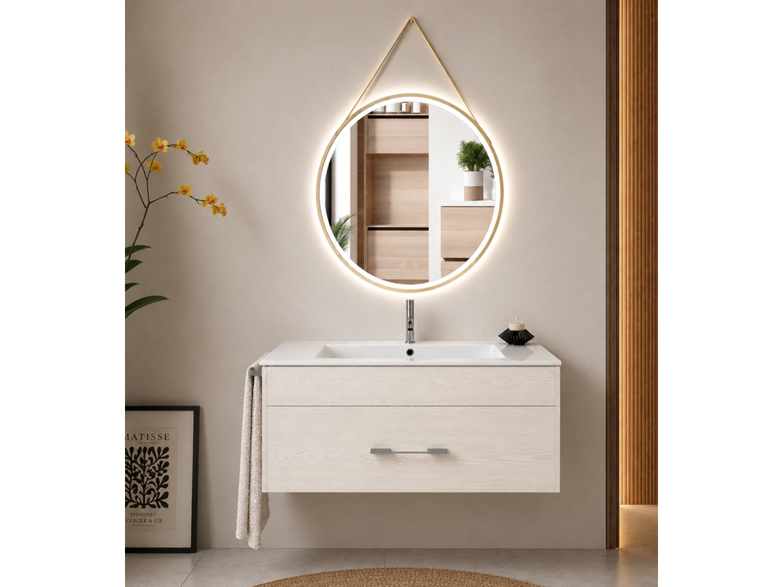 Móvel De Casa De Banho Com Lavatório Origenbath Florencia Sem Espelho 70x40 Cm Branco Nórdico