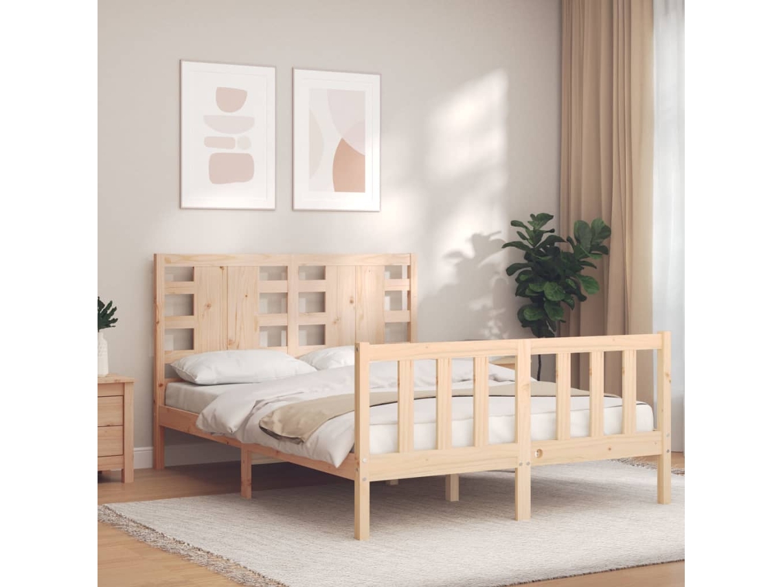 Estrutura De Cama De Casal C/ Cabeceira Madeira Maciça