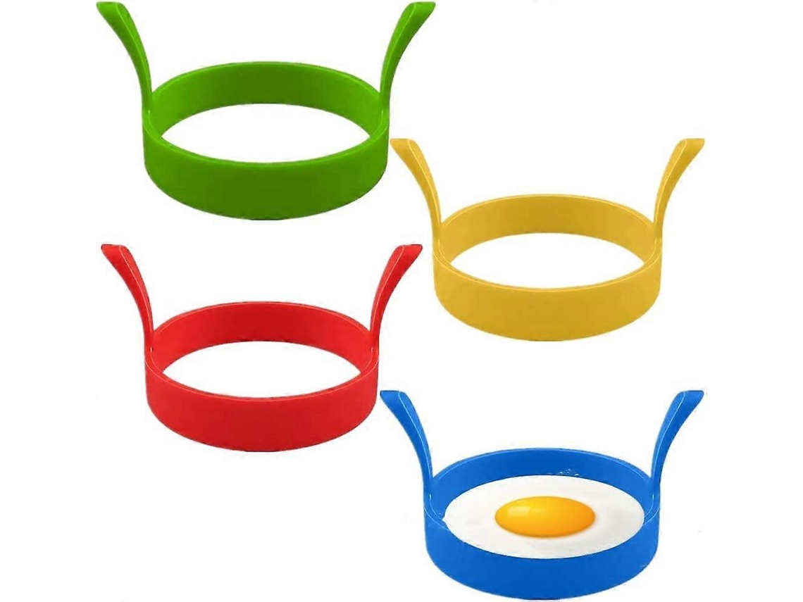 4 Moldes de Ovos de Silicone Anéis Antiaderentes 7,9 Cm com Asas Resistentes Ao Calor 40 a 230°c para Omeletes e Panquecas