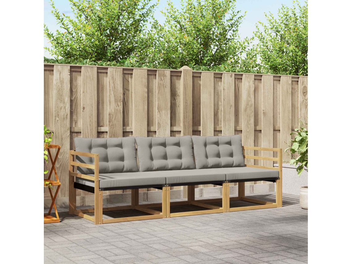 Vidaxl Conjunto De Sofás Para Exterior 3 Unid. Branco E Cinzento-claro