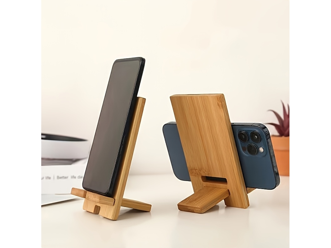 1 Suporte para Celular com Estilo Natural e Acabamento Polido Mesa Estação de Carregamento Led Usb Portátil Casa Escritório STELASPLEN