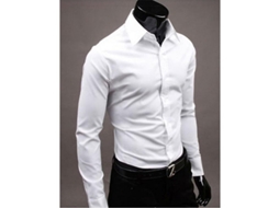 2026 camisas de Lujo para Hombre Slim Fit Cuello Redondo Manga Larga Casual Formal Verano Otoño M Blanco