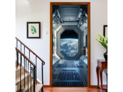Adesivo De Porta Trompe, L'oeil 83 X 205 Cm, Porta De Hangar De Nave Espacial, Autoadesivo, À Prova D'água