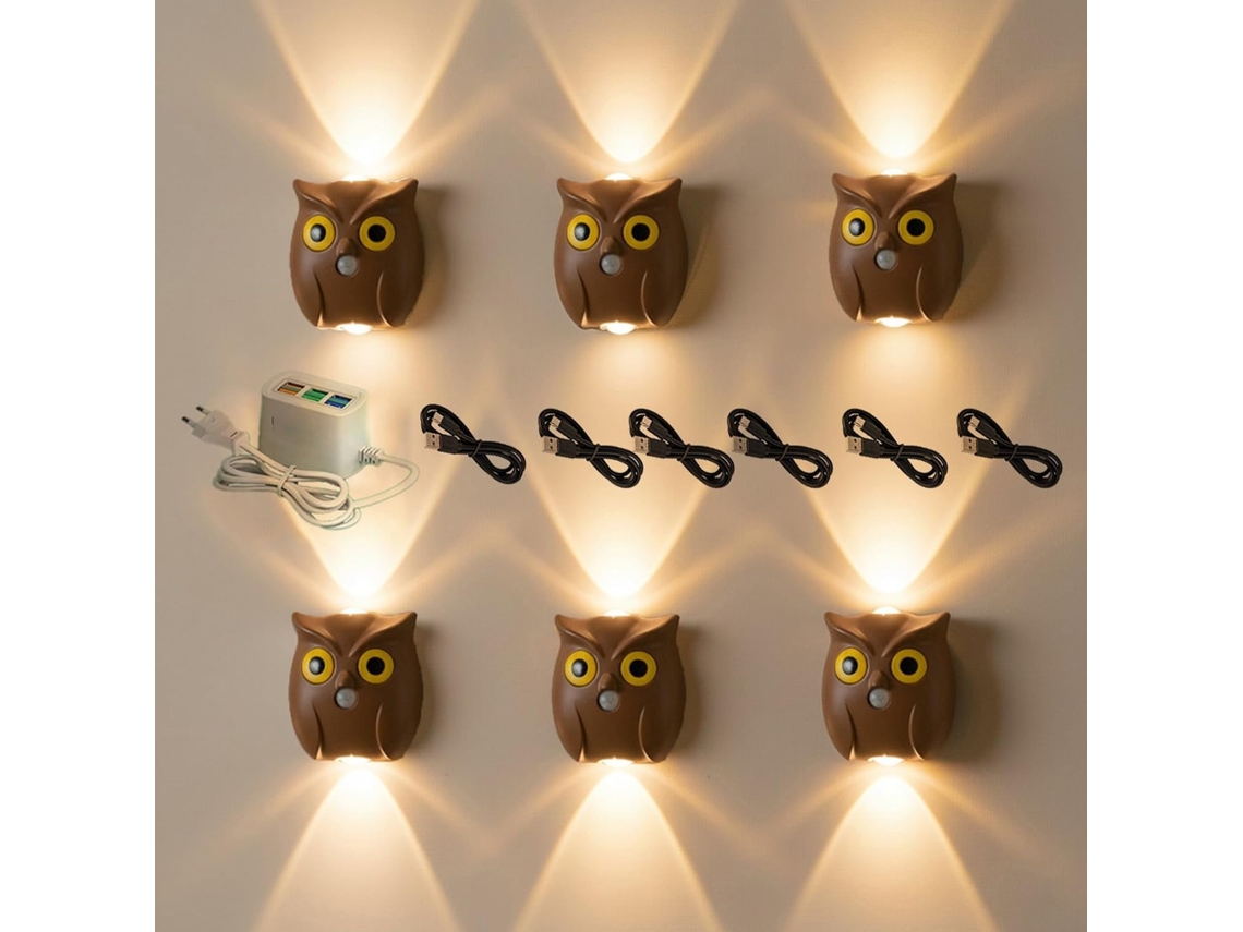 Conjunto De 6 Luminárias Noturnas Led Com Sensor Movimento Brilho