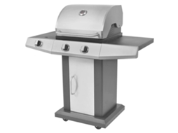 Vidaxl Churrasco A Gás Com Roda Prateado Aço Com Mangueira De Metal