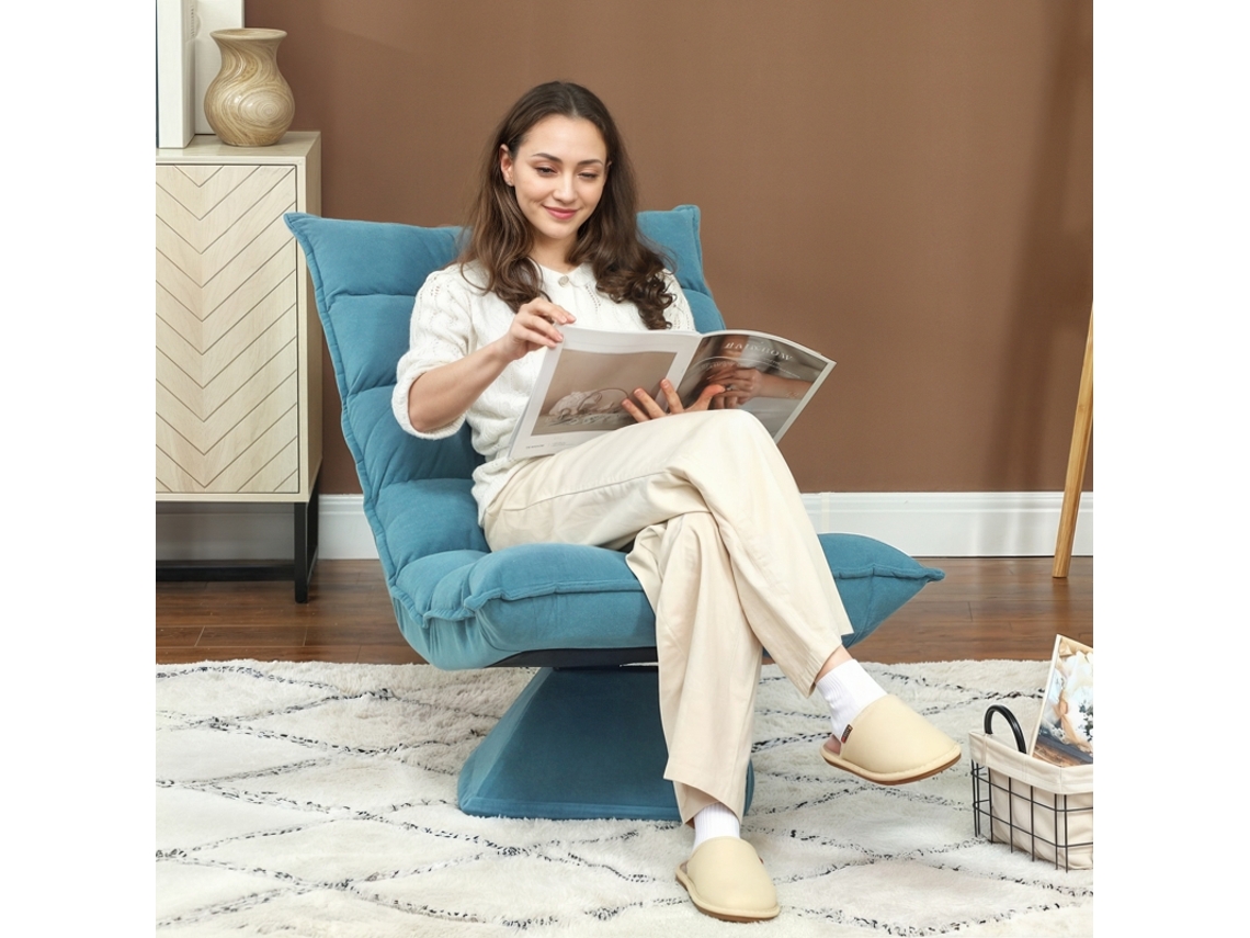 Poltrona De Chão Relaxante Para Sala, Design Capitonê, Encosto Com Inclinação Regulável E Giro 360°.