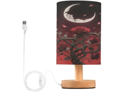 Abajur de mesa gótico vermelho e rosa com efeito luar, luz noturna para quarto infantil, luminária de mesa luminosa para
