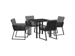 Conjunto 5 De Jantar De Jardim Vidaxl Com Almofadas Preto Vime Pe