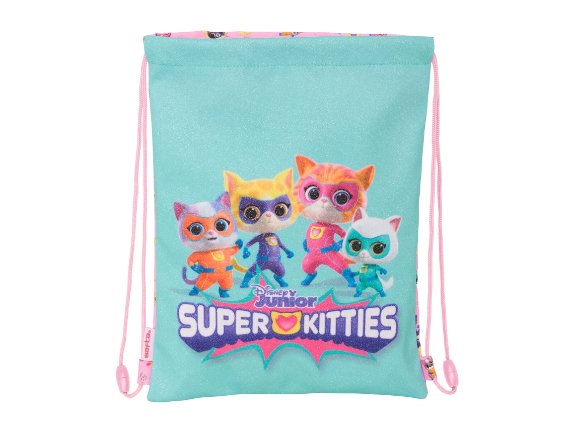 Mochila com cordão Superkitties Turquesa Rosa 26 X 34 X 1 cm