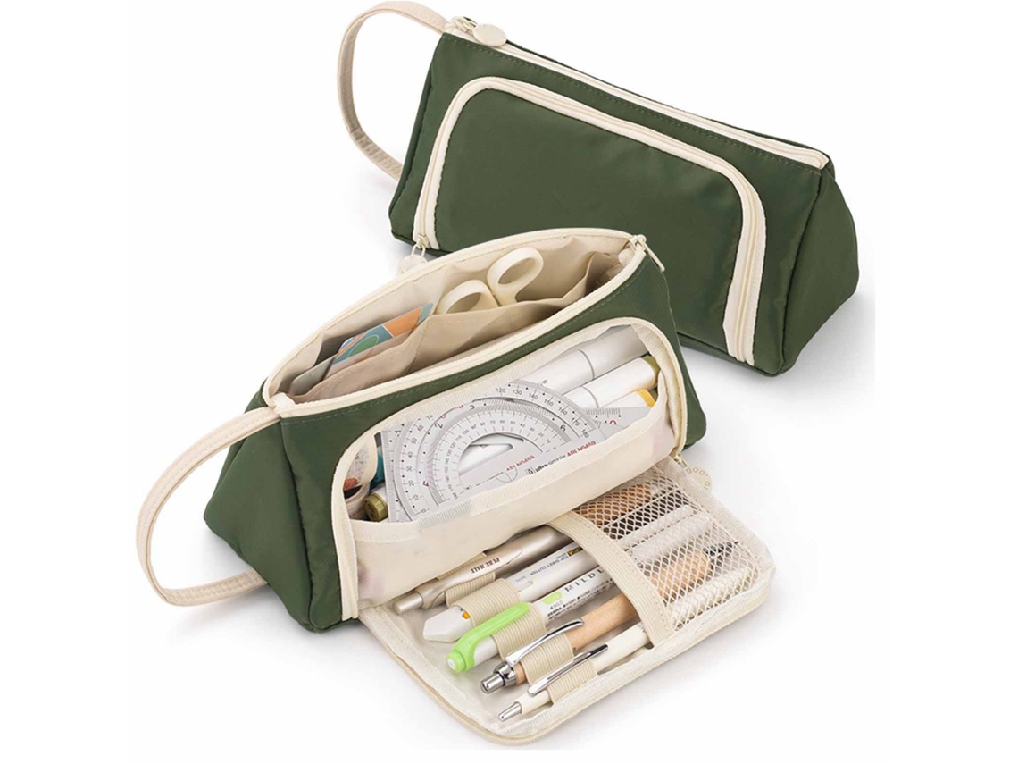 Estojo para lápis de grande capacidade, estilo moderno, multifuncional e bonito, verde escuro, tipo 12.