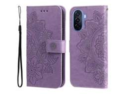 Capa De Couro Com Estampa De Flores De 7 Pétalas Para Huawei Nova Y70 / Y70 Plus / Enjoy 50