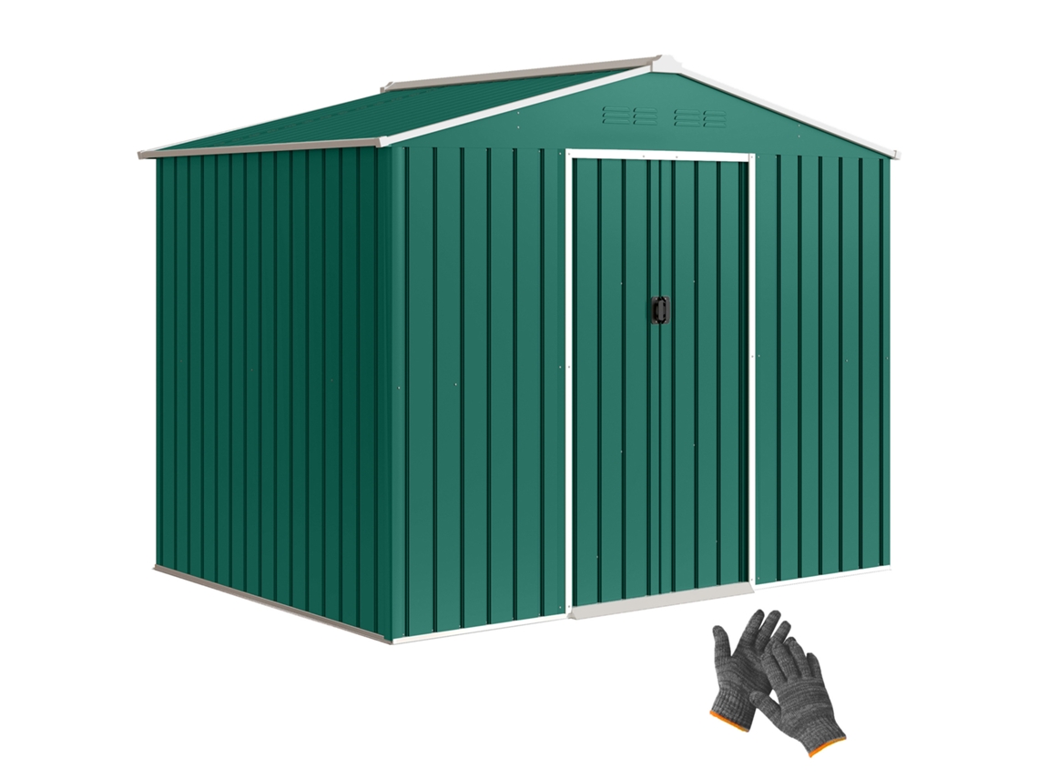 Cobertizo de Jardim BTFORUS 3,6 M², portas deslizantes, ventilação, verde