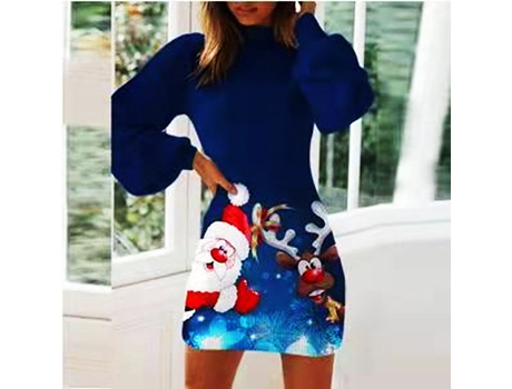 Roupas de Natal Vestido Justo com Manga Lanterna Que Abraça O Quadril Xl