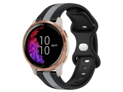 Bracelete de Smartwatch para Garmin Venu 20mm Fivela Borboleta de Silicone de Duas Cores (Preto + Cinza)