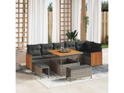 Vidaxl Conjunto De Sofá De Jardim Com Almofada 11 Pcs Cinzeto Vime Pe