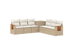 Vidaxl Conjunto De Sofás 7 Pcs Bege E Branco Creme