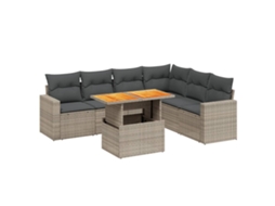 Conjunto de 7 Sofás para Jardim com Almofadões Vime Pe Cinzento MAISON EXCLUSIVE (7 pcs)