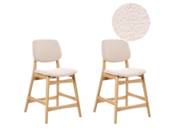 Conjunto De 2 Sillas De Bar Beliani Elaine De Bouclé Marrón 53x62x98