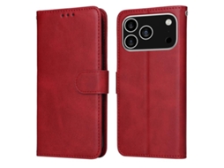 Capa Flip De Couro Para Iphone 17 Pro - Textura De Bezerro Clássica