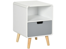 Mesa de Cabeceira. Design Escandinavo. Gaveta Grande. Pintura À Prova D'água. 40 X 38 X 58 Cm. Branco Ge
