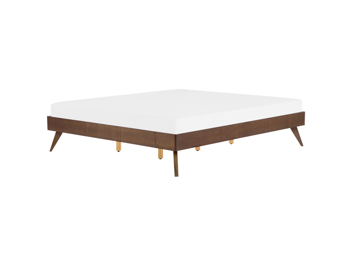 Cama de Casal BELIANI Berric de Mdf Freixo Escuro 180x200