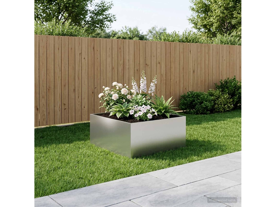 Vidaxl Vaso De Jardim Prateado 60 X 60 X 40 Cm Aço Galvanizado