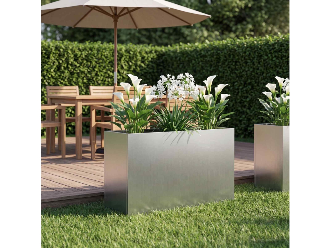 Vidaxl Vaso De Jardim Prateado 80 X 40 X 50 Cm Aço Galvanizado