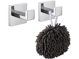 Conjunto de 2 Ganchos Parede Quadrados para Roupão, Casaco, Banheiro, Cozinha, Garagem, Aço Inoxidável 30 BRILVIBERA