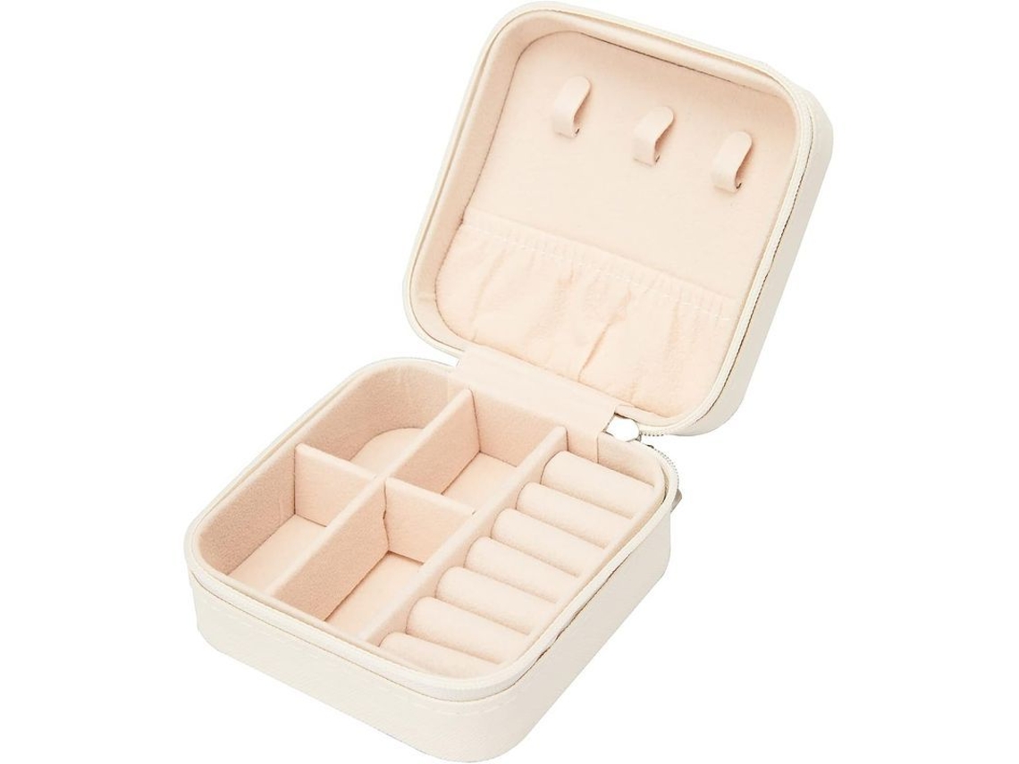 2026-pequeña Caja De Joyería De Cuero Pu, Estuche De Joyería Portátil Para Viajes (blanco)
