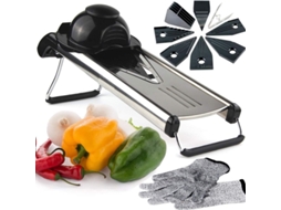 Chefs Inspiration Mandoline com lâmina em V, fatiador de mandolina e juliana com 6 inserções diferentes Slowmoose