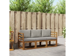 Vidaxl Conjunto De Sofás Para Exterior 3 Pcs Cinza Natural E Claro