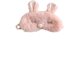 Máscara de dormir Fasst 3D com estampa de coelho rosa fofo, feita de poliéster para dormir. Cuidados com a pele.