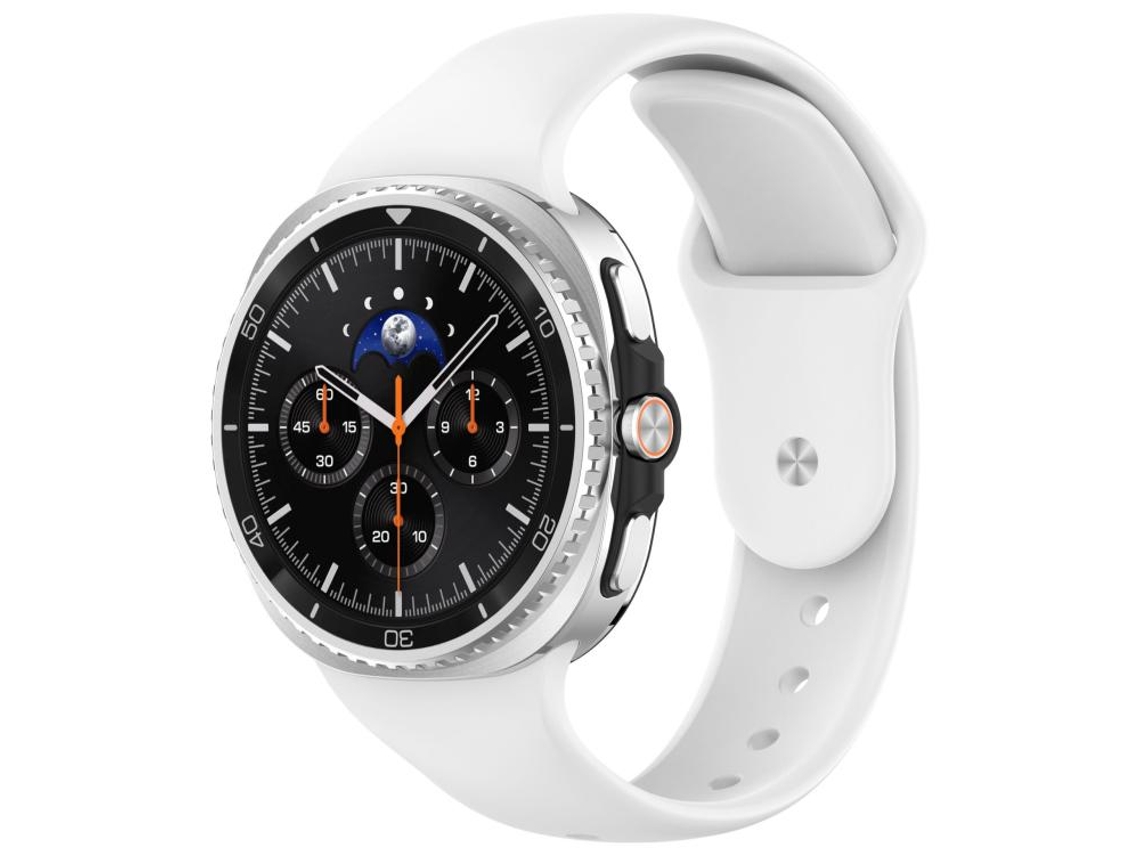 Bracelete Para Samsung Galaxy Watch 8/8 Classic - Silicone Com Fivela Reversa Clássica - Branca