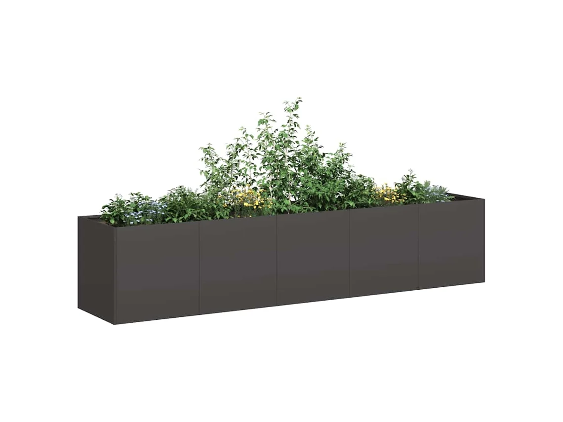 Vidaxl Vaso Preto 200x40x40 Cm Aço Laminado A Frio