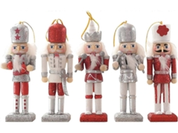 Conjunto De 5 Peças De Soldado Quebra Nozes De Natal, 13cm, Em Madeira, Para Decoração De Árvore De Natal. Aquaforge
