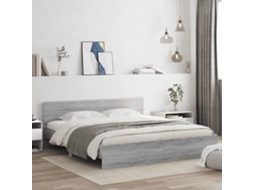 Vidaxl Estrutura Cama C/ Cabeceira/luzes Led 180x200cm Cinzento Sonoma