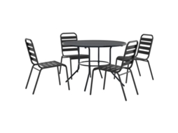Maison Exclusive - Conj. Cadeiras Jardim Encastrar 5pcs Aço Revestido Pó Antracite