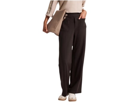 Calças De Mulher Street One Front Pocket Straight Leg Hw Di Roma Castanho (w42 L30)