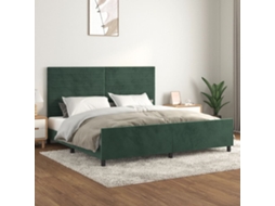 Estrutura De Cama Sem Colchão 200x200 Cm Veludo Verde-escuro