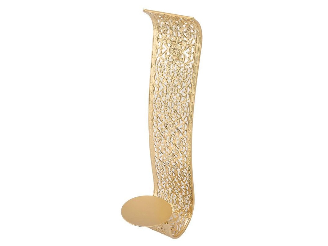 Portador De Velas De Parede Em Metal Dourado Entalhado Com Detalhes Finos Para Decoração De Quartos E Casa