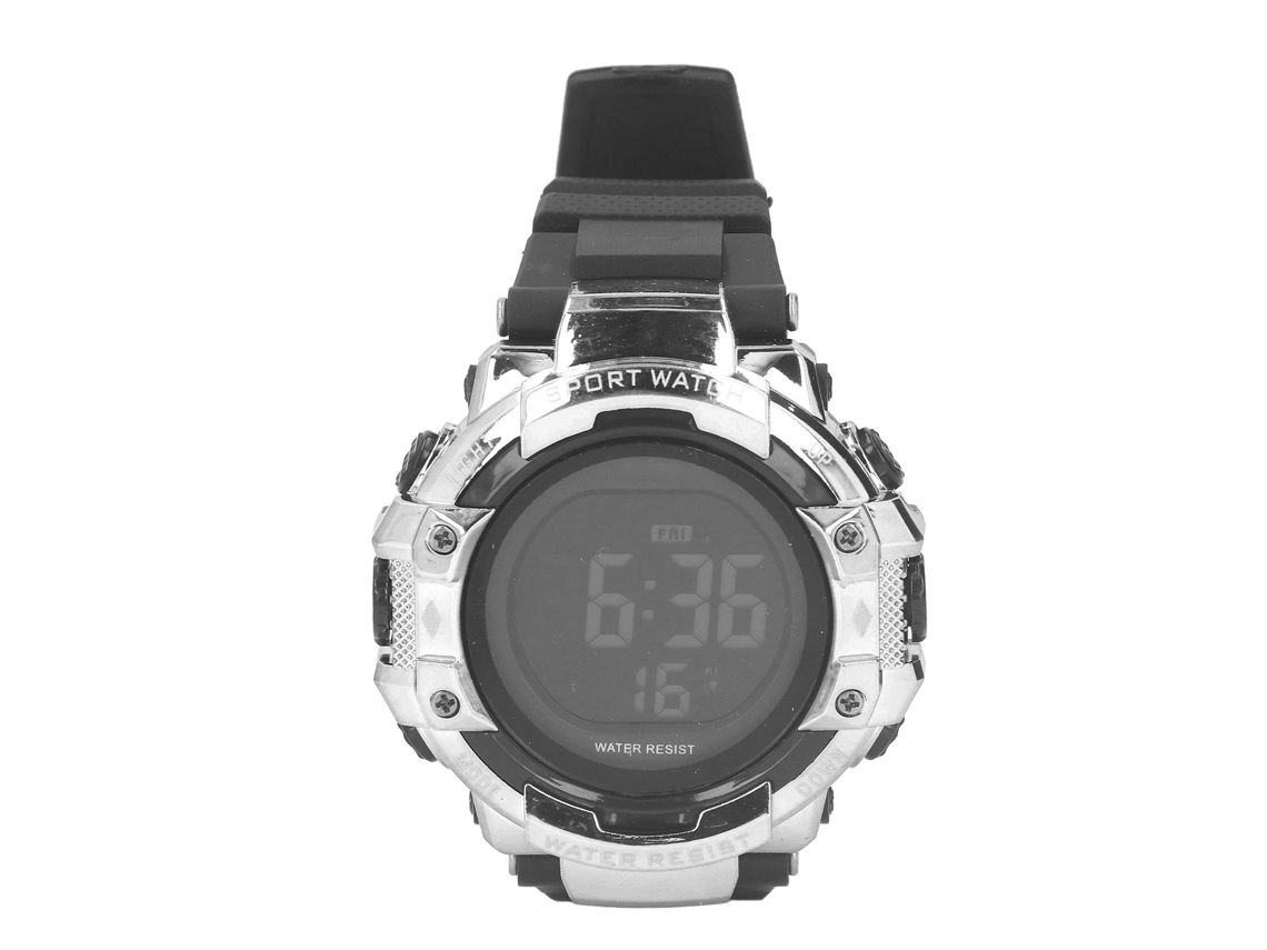 Relógio Digital Esportivo Homem Tela Led Grande 5bar À Prova D'água Cronômetro Alarme Outdoor Prata